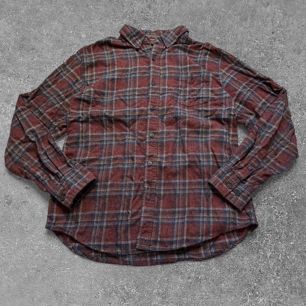 Weatherproof Vintage Mens Plaid Flannel Shirt Red Burgundy L 1600575